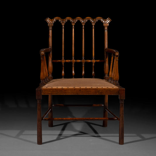 Unusual George III 'Gothick' Open Armchair