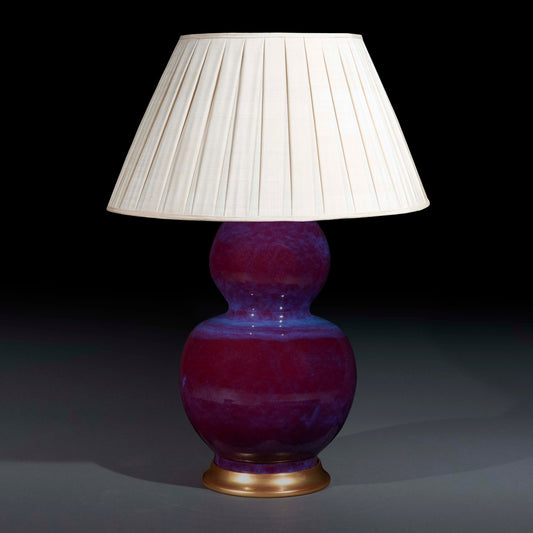 Massive Chinese Flambe Glazed Double Gourd Vase Lamp