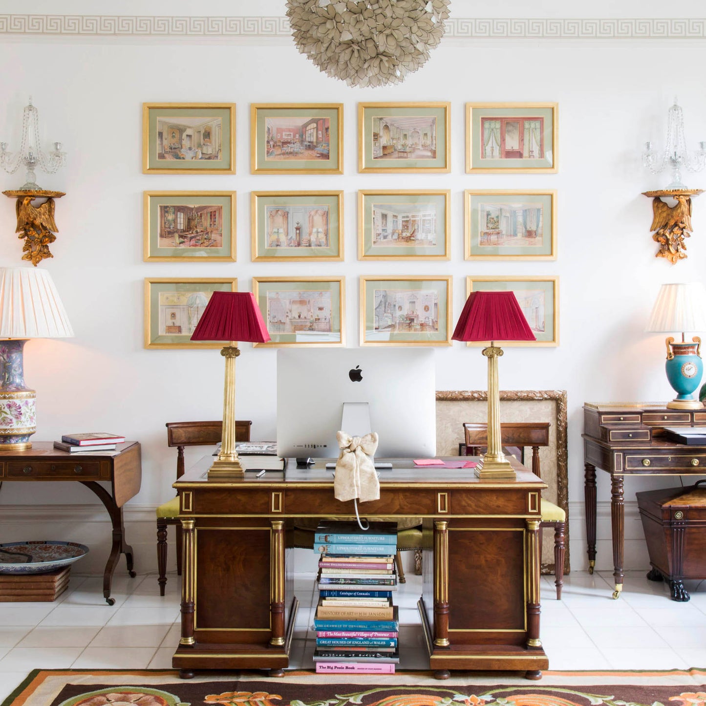 Set of Eight Antique French Interior Decor Prints