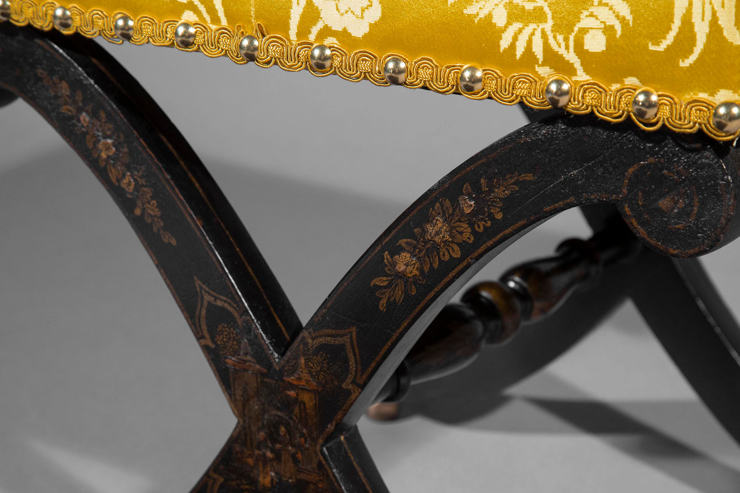 Regency Chinoiserie X-Frame Stool