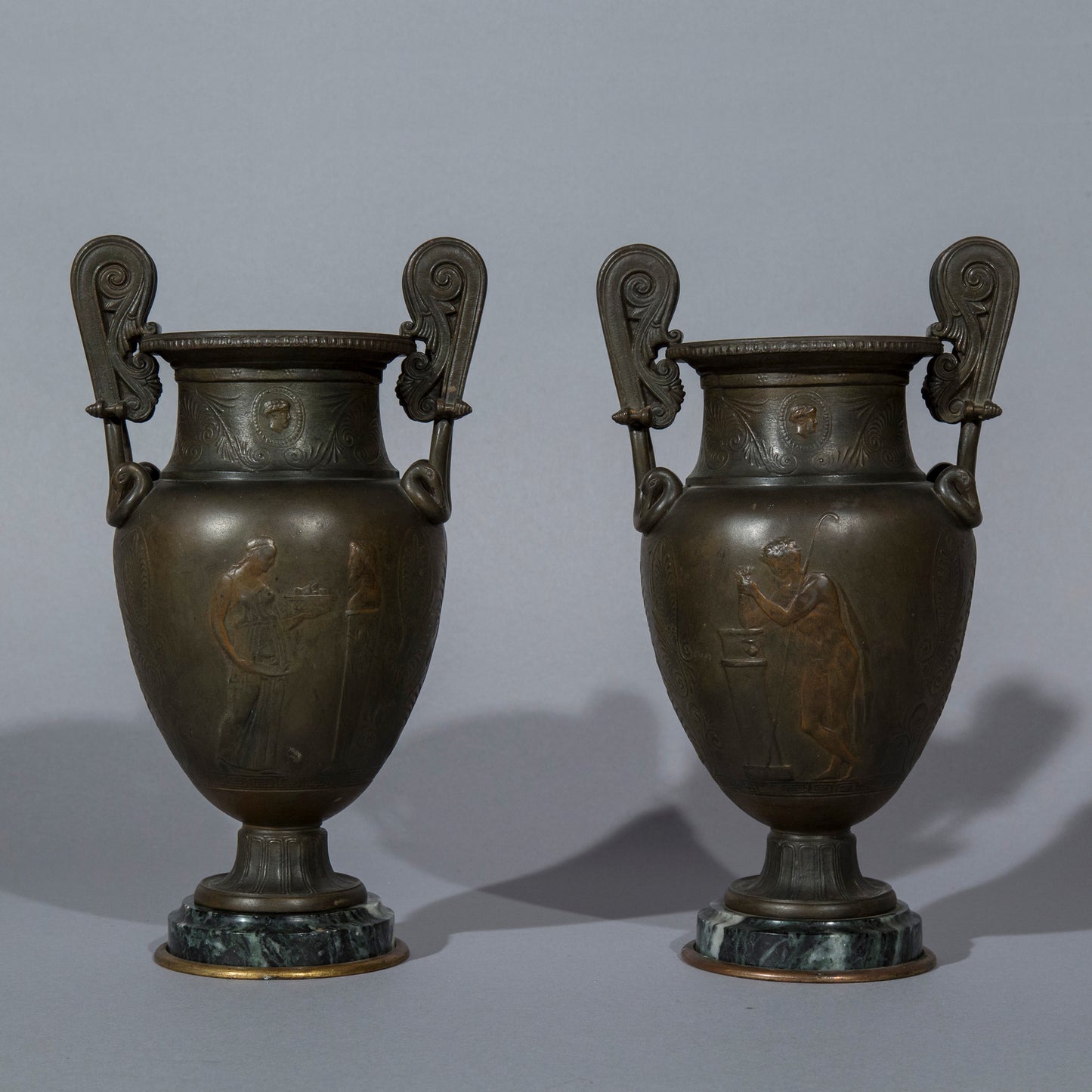 Pair of 19th Century Volute Krater Lamps