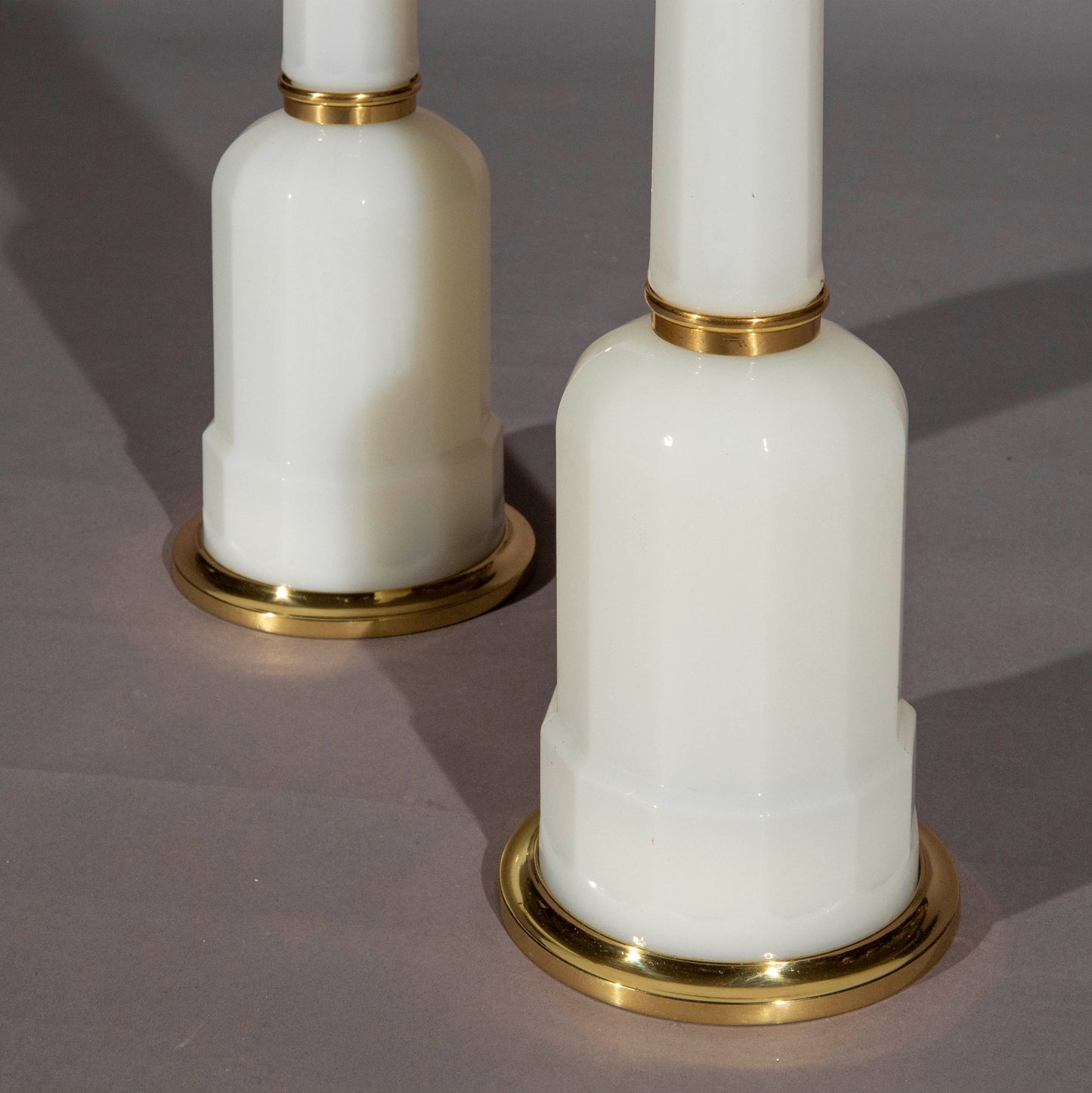 Pair of White Opaline Glass Lamps