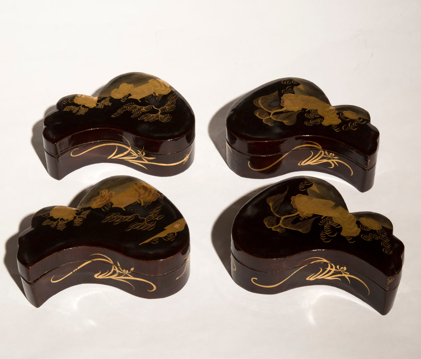 Set of Four Japanese Meiji Lacquer Jewellery Boxes