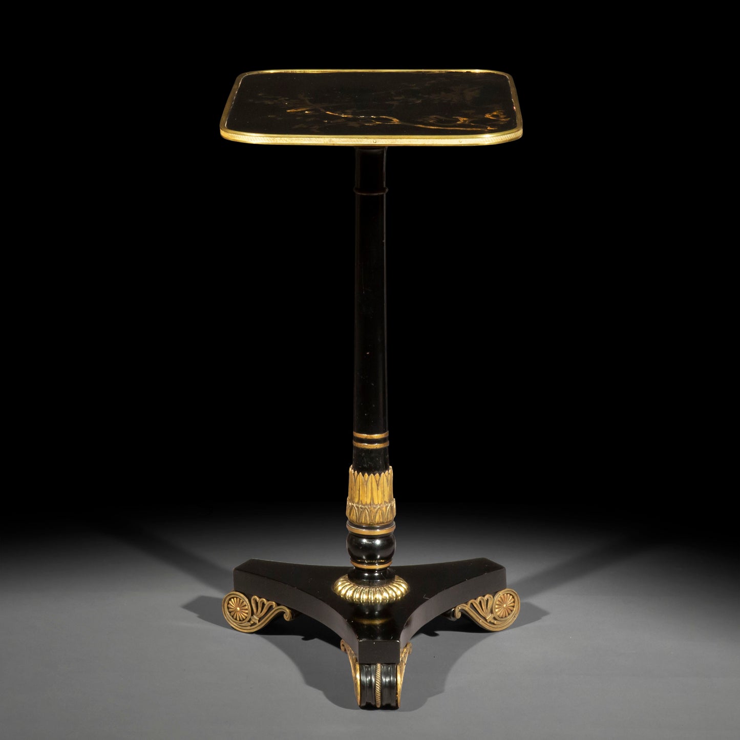 Regency Black Lacquer Chinoiserie Lamp Table