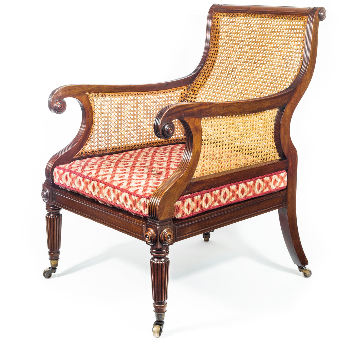 Fine Regency Mahogany Library Bergère Armchair Attributed to Gillows