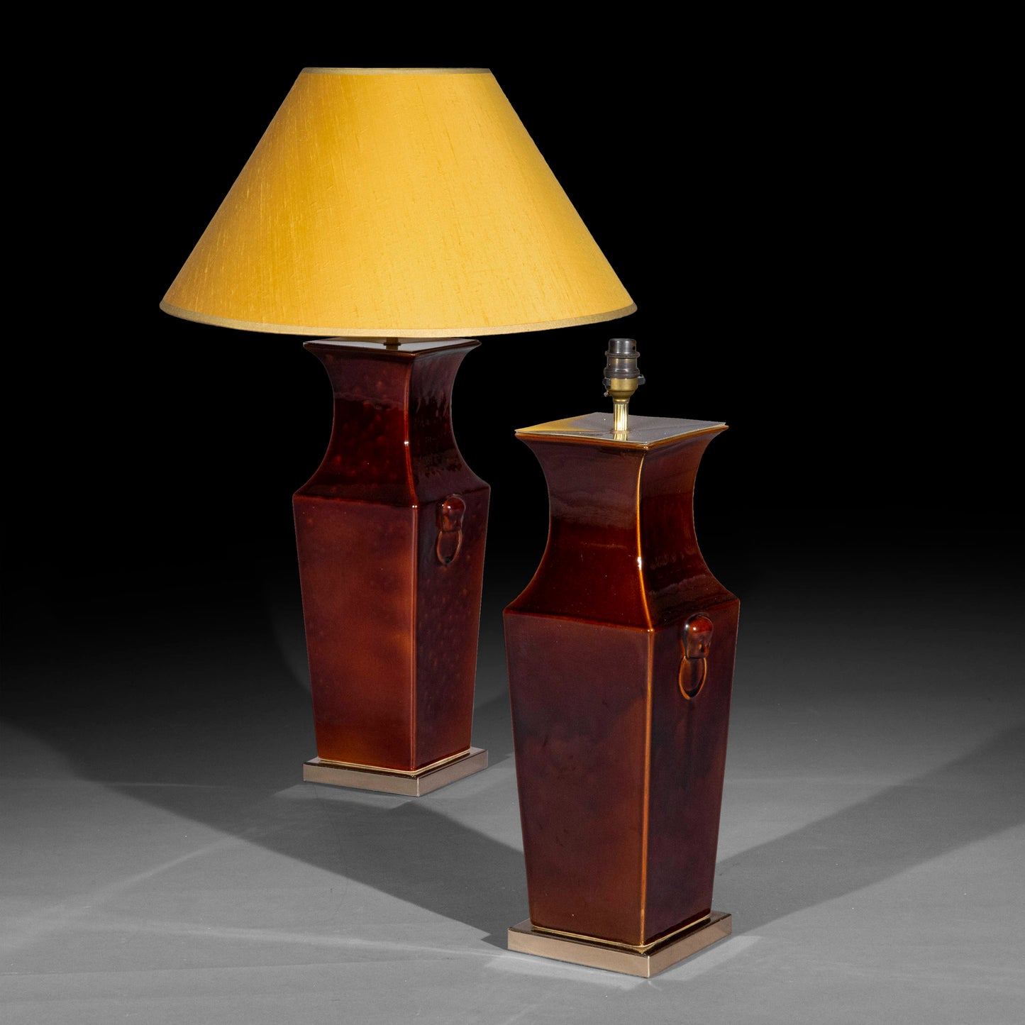Pair of Sang de Boeuf Ceramic Vase Lamps