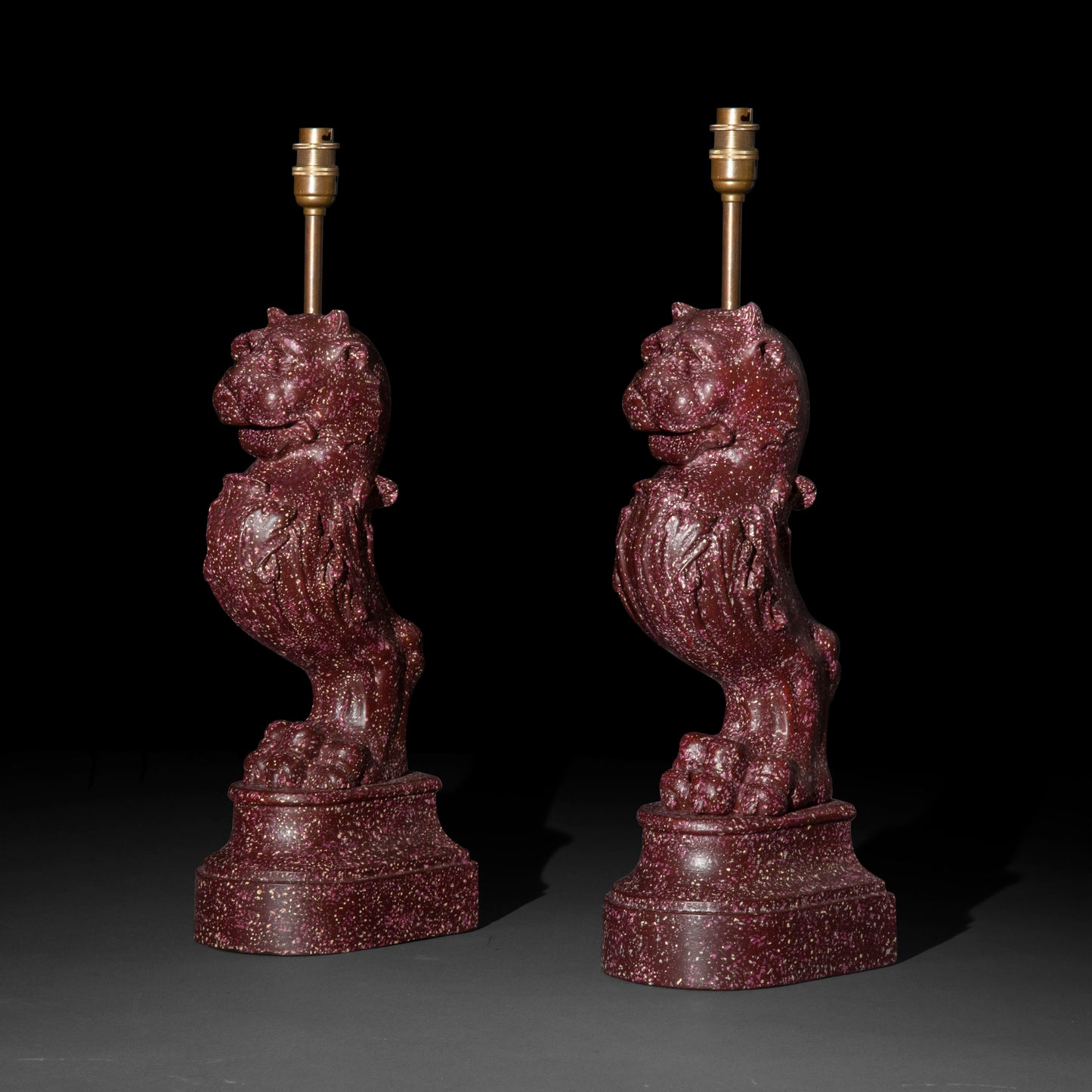 Pair of Grand Tour Faux Porphyry Table Lamps