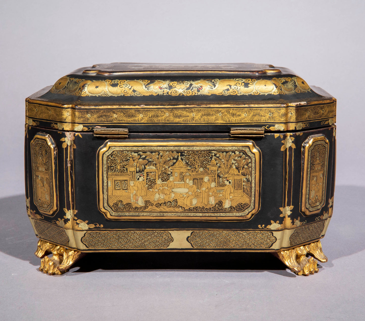 19th Century Chinese Export Lacquer Tea Caddy