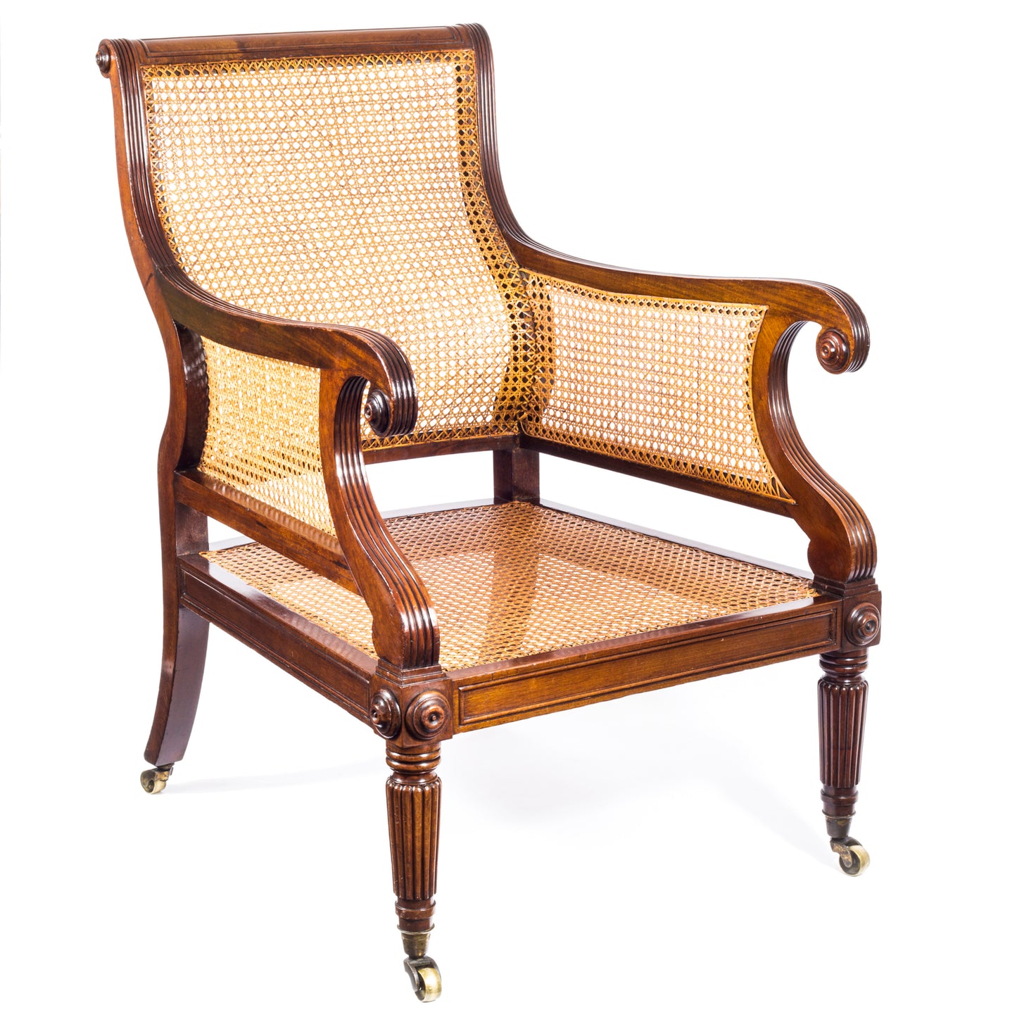 Fine Regency Mahogany Library Bergère Armchair Attributed to Gillows