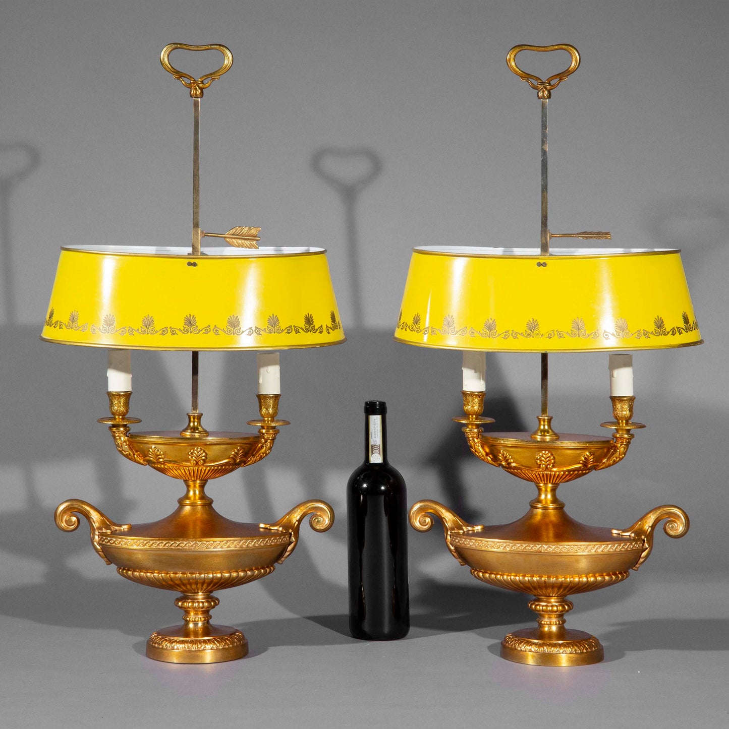 Pair of Lacquered Brass Bouillotte Lamps