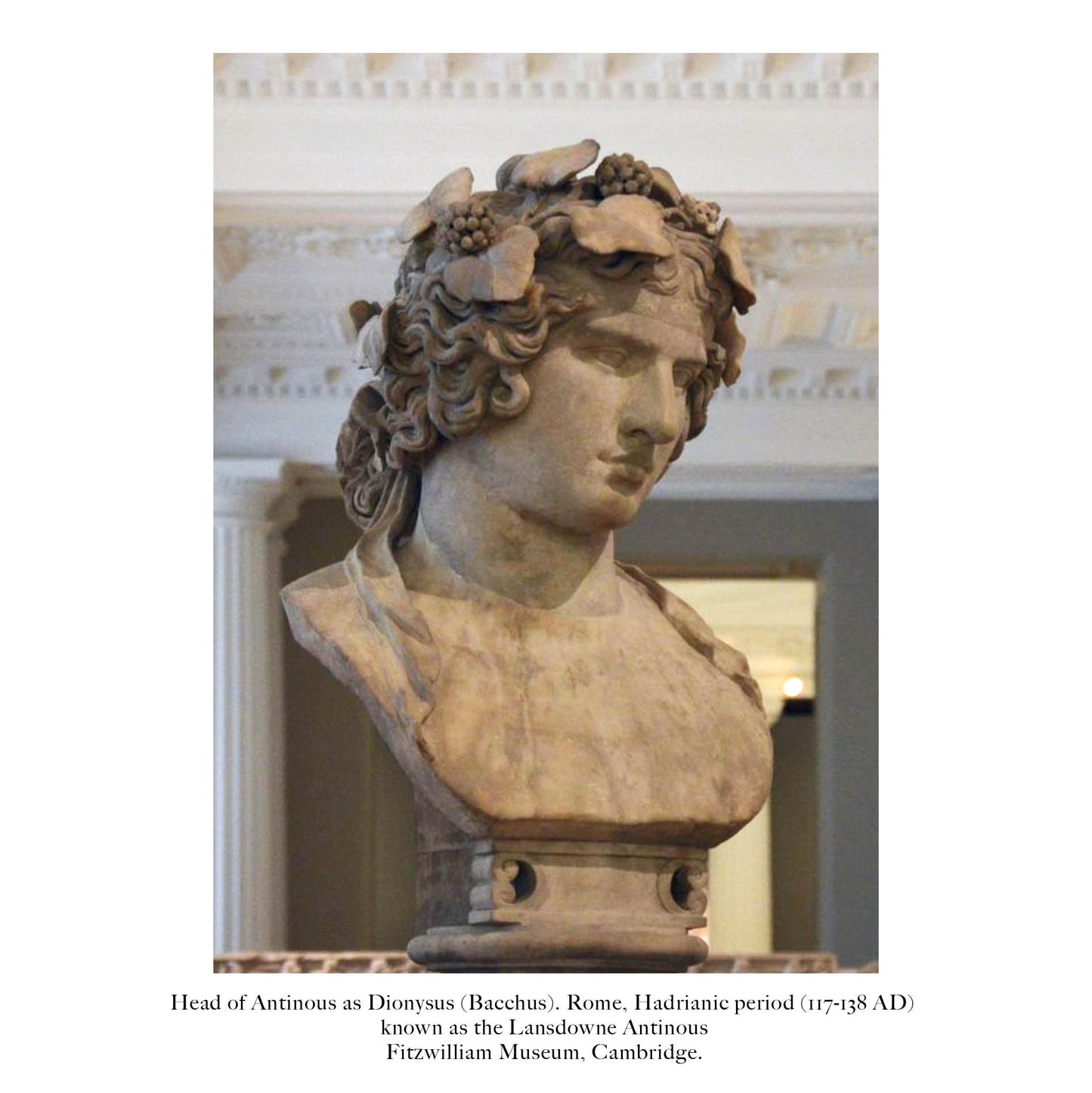 Antinous and Dionysus, a Pair of Bronze Busts on Marble Columns