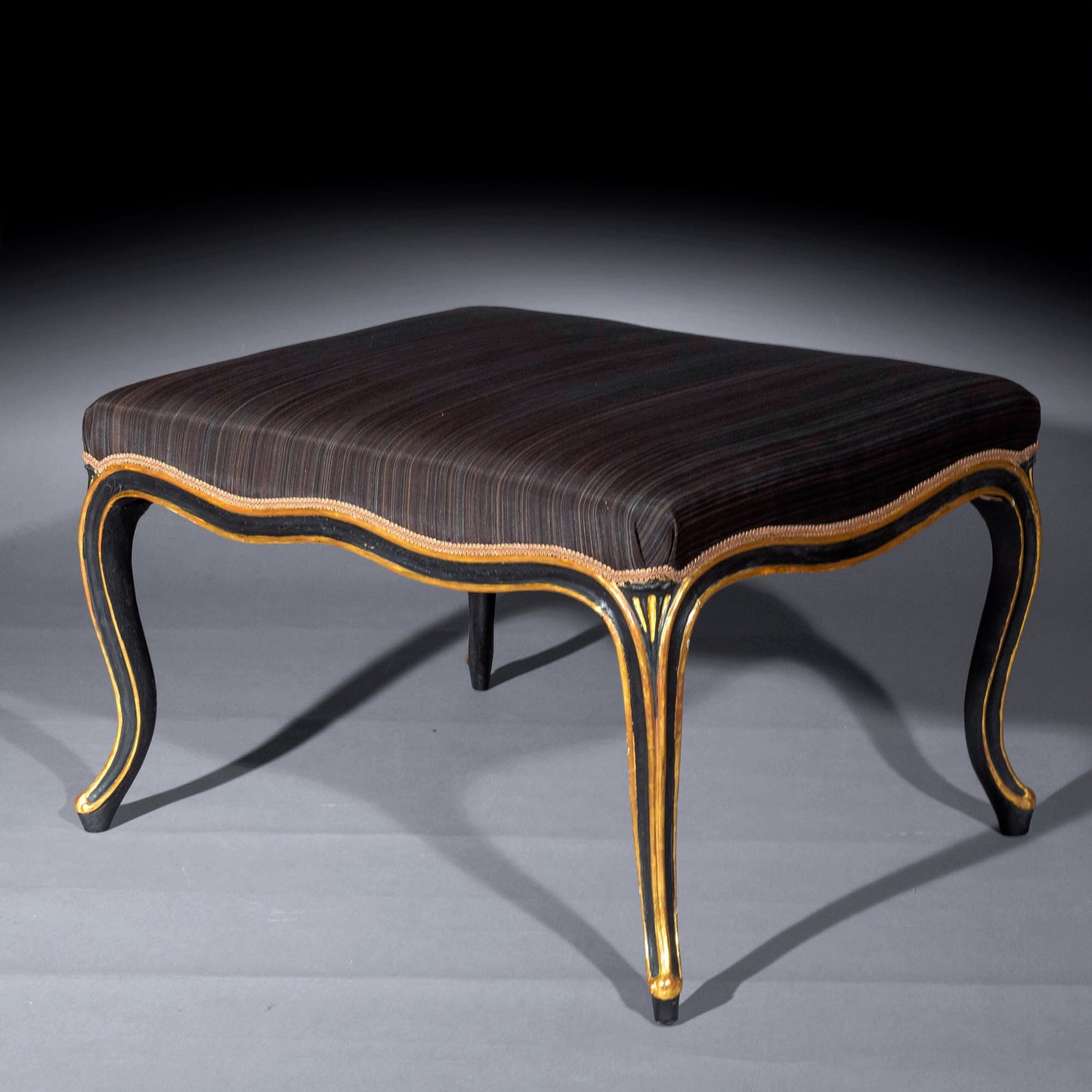 Large 18th Century Black Painted Stool