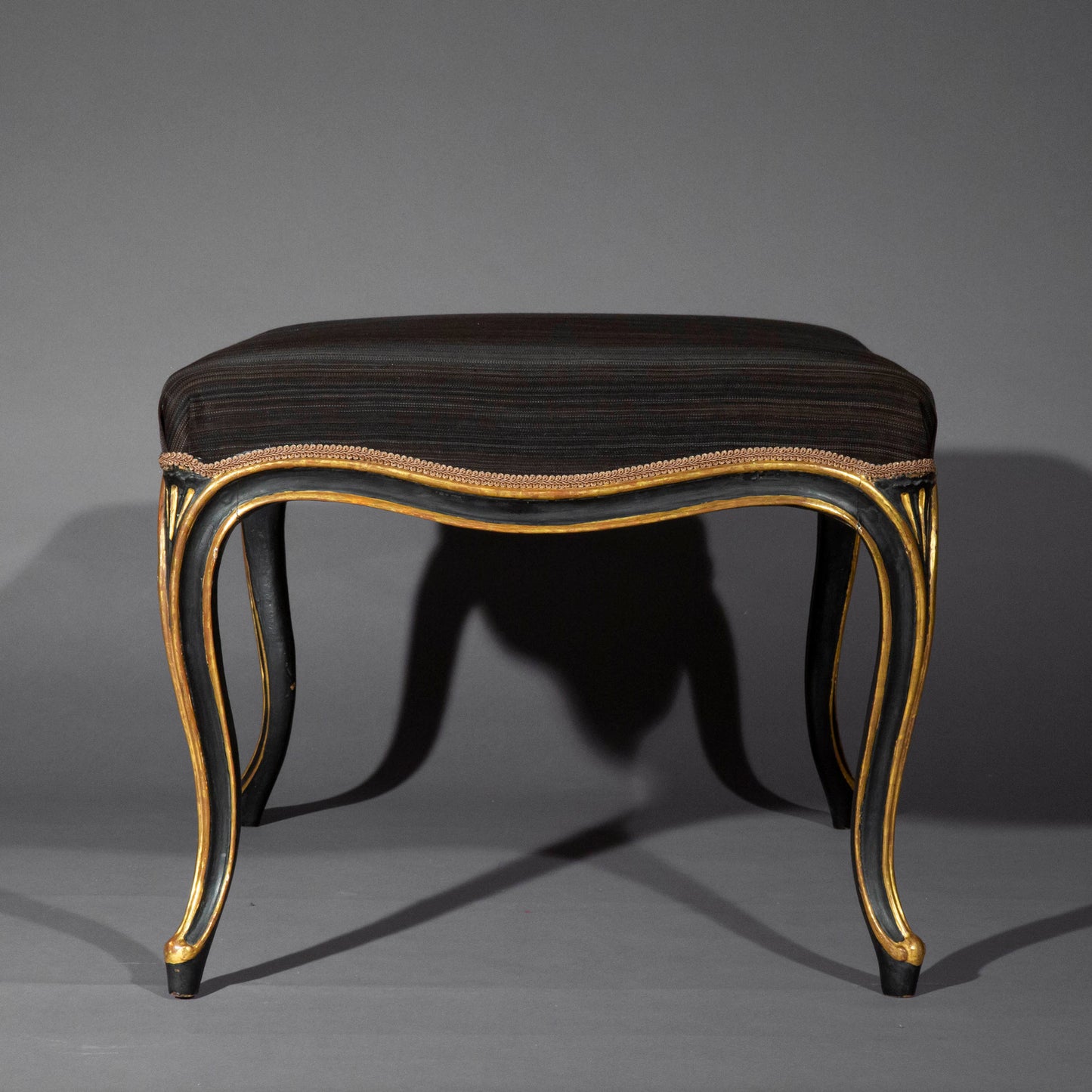 Large 18th Century Black Painted Stool