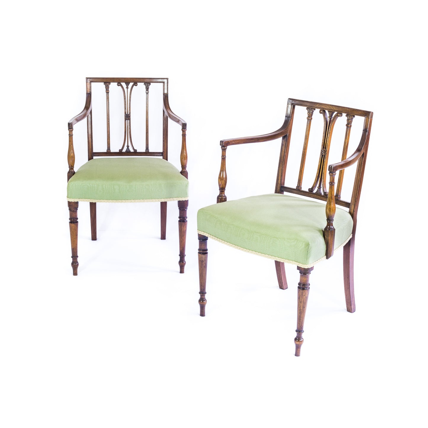 Fine Pair of George III Mahogany Armchairs
