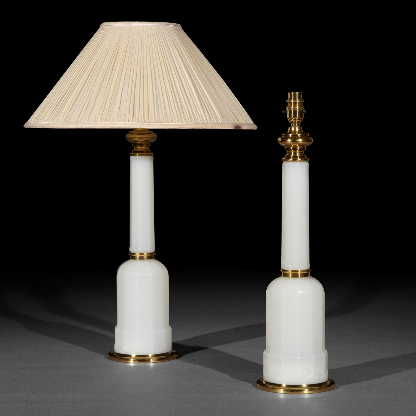 Pair of White Opaline Glass Lamps