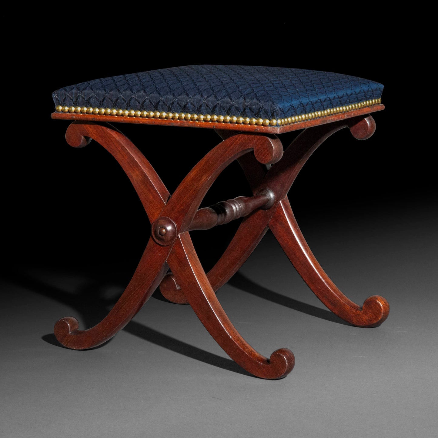 Fine Regency X-Frame Stool in the manner of Gillows