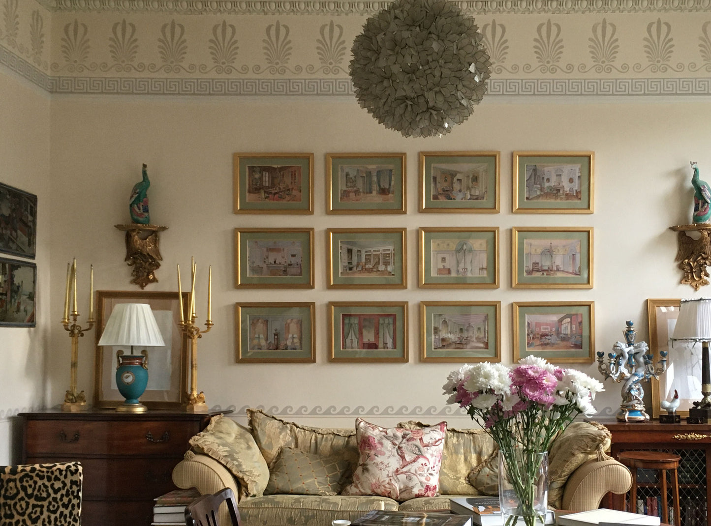 Set of Eight Antique French Interior Decor Prints