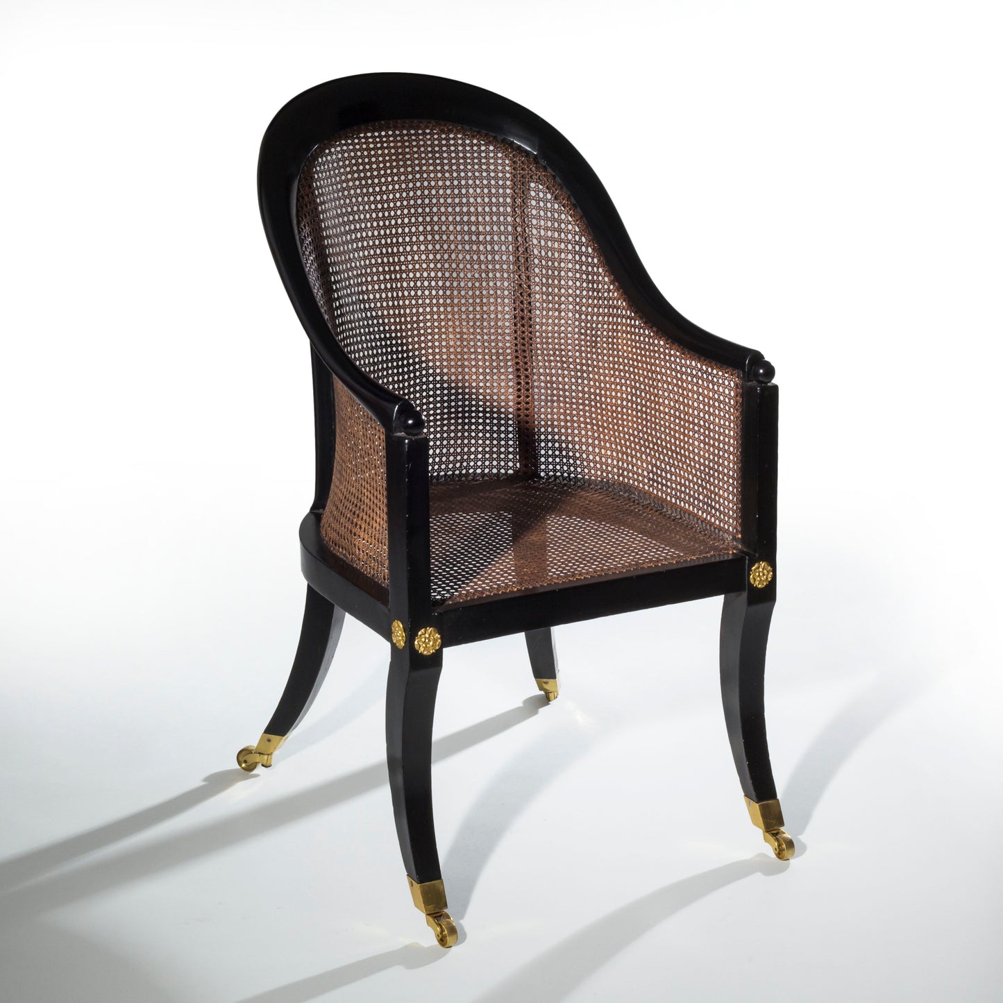 Regency Ebonised Klismos Bergere Armchair, attributed to Gillows