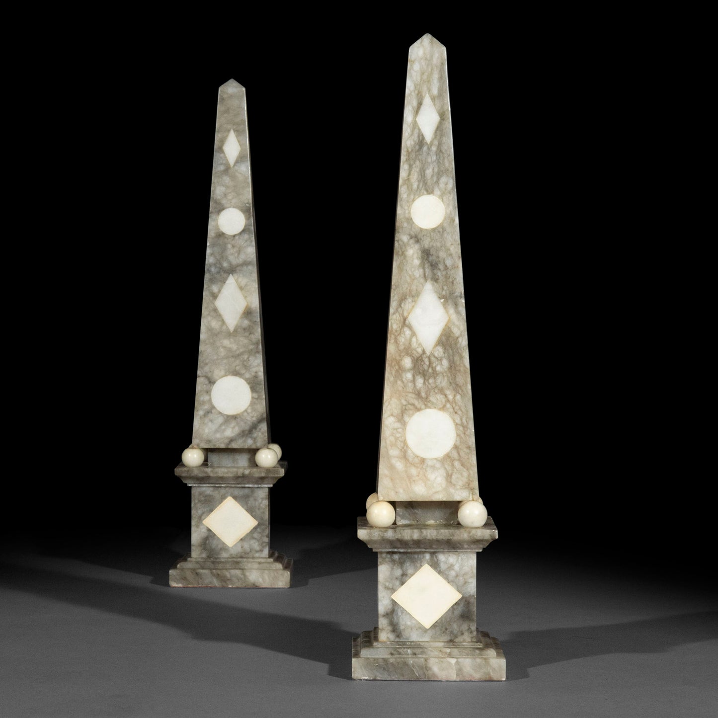 Pair of Grand Tour Marble Obelisks
