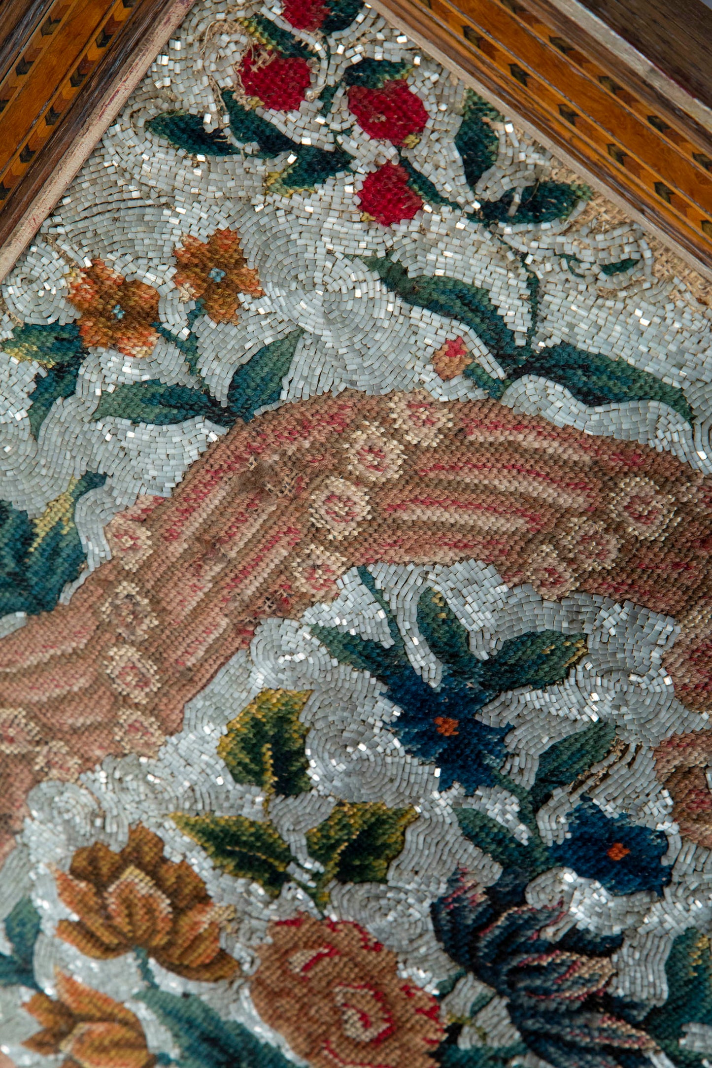 Antique Beadwork Tapestry Picture