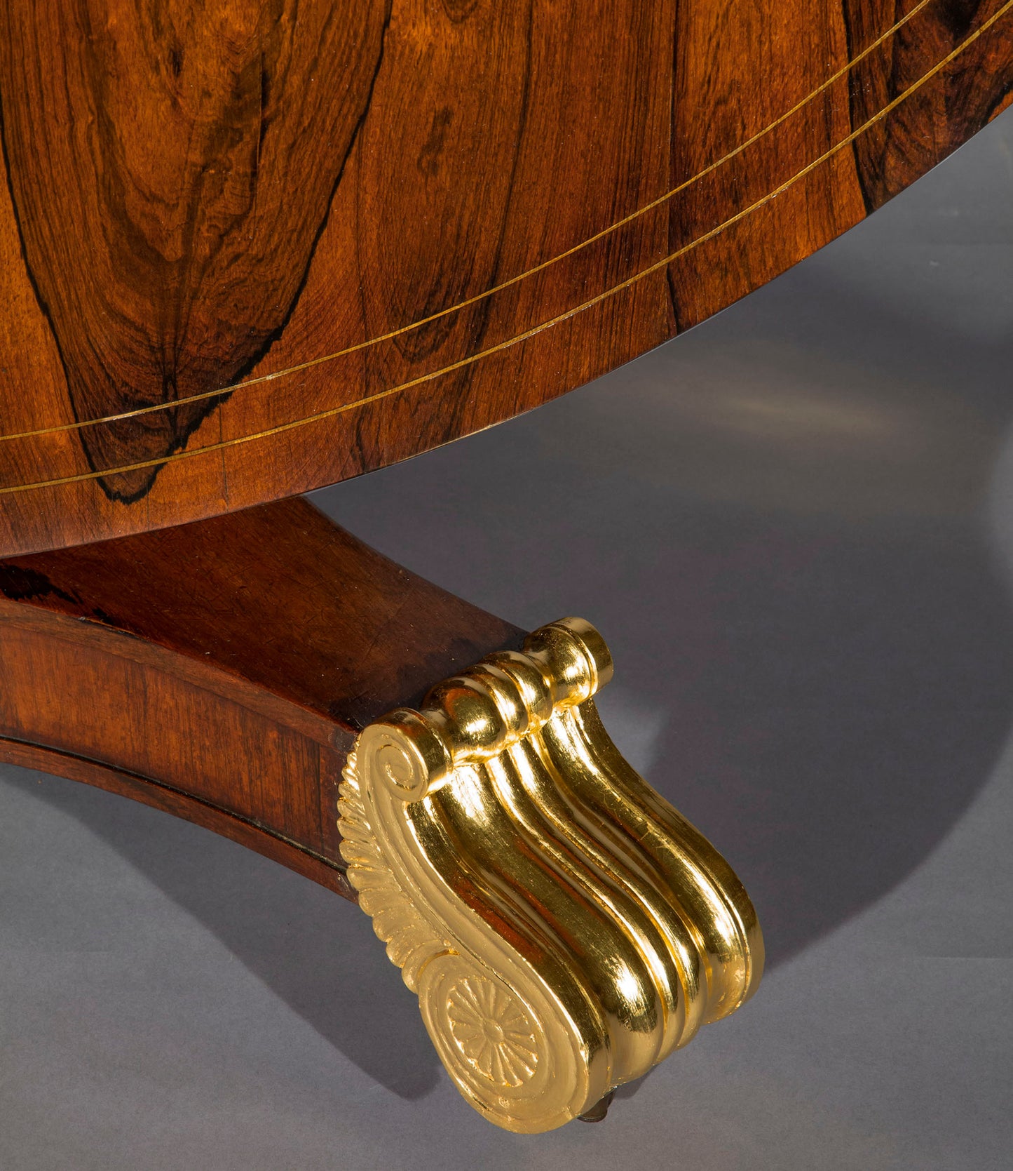 Regency Parcel Gilt and Brass Inlaid Dining Table