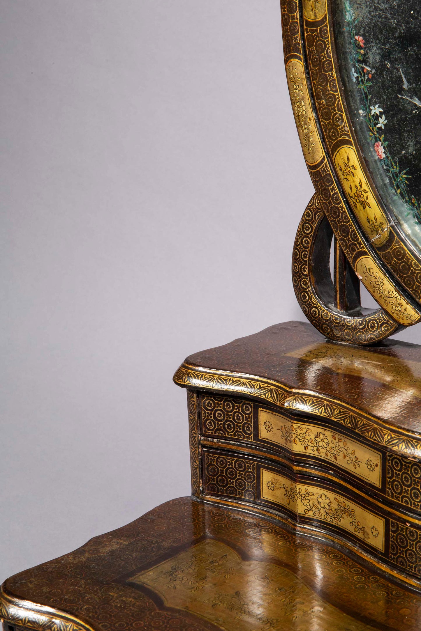 19th Century Chinese Export Lacquer Mirror