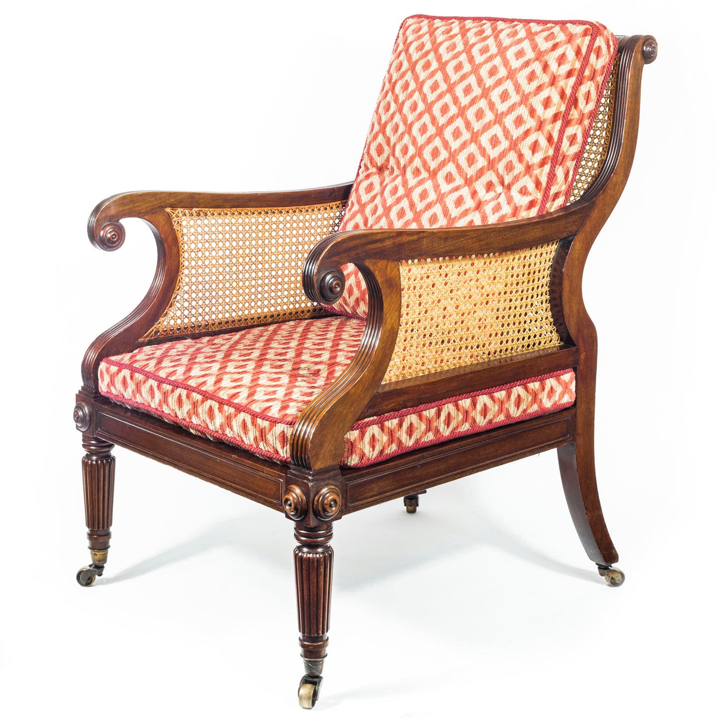 Fine Regency Mahogany Library Bergère Armchair Attributed to Gillows