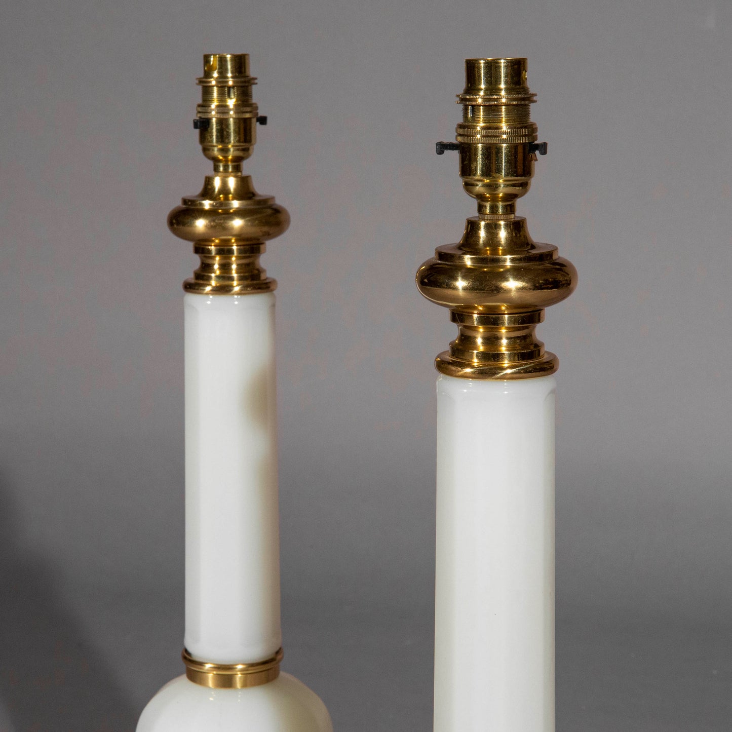 Pair of White Opaline Glass Lamps