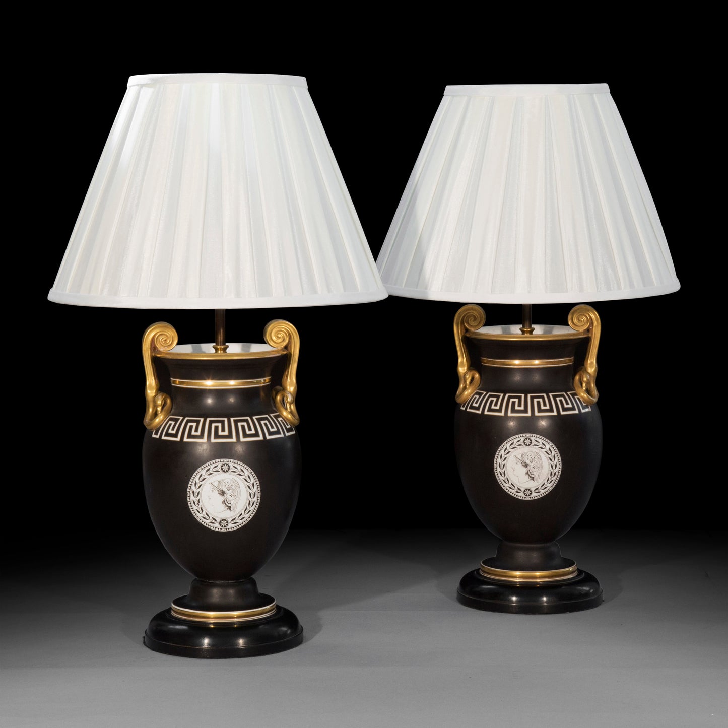 Pair of 19th Century Neoclassical Vase Lamps