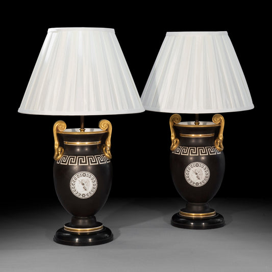 Pair of 19th Century Neoclassical Vase Lamps