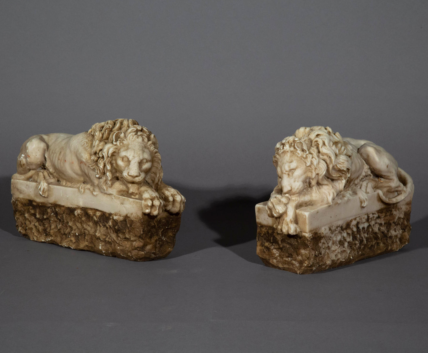 Pair of Canova Lions Sculptures