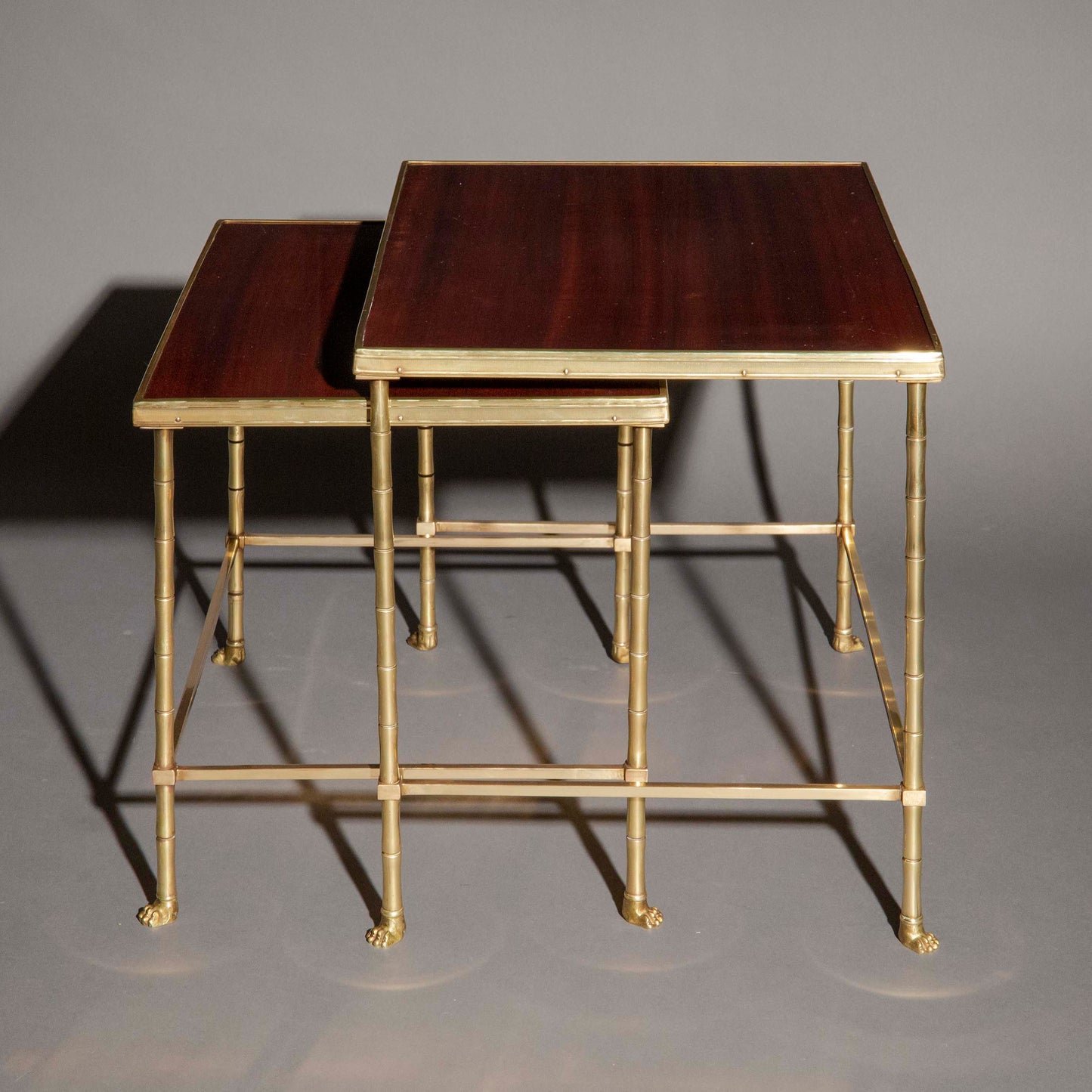 Pair of Midcentury Brass Low Tables in the style of Maison Baguès