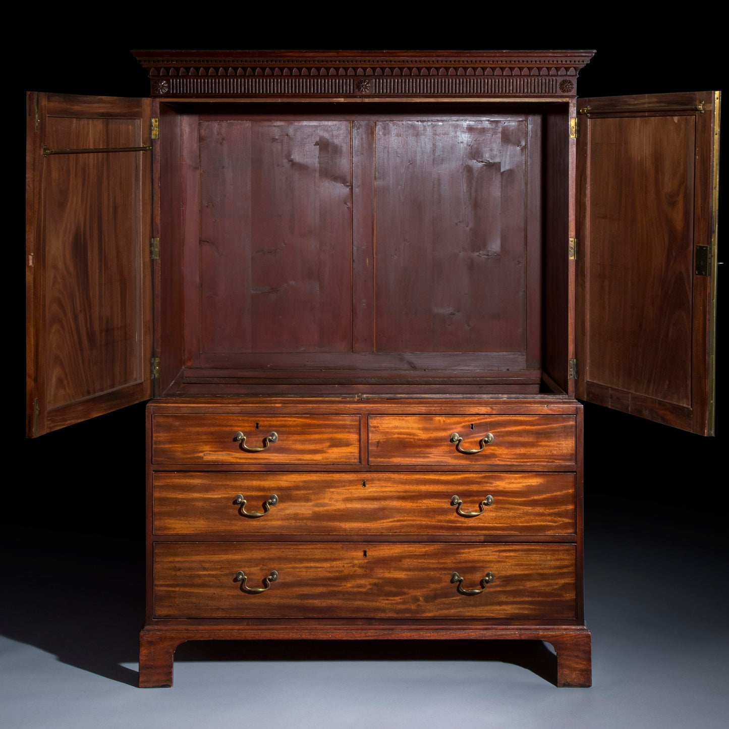 George III Chippendale Mahogany Clothes Press