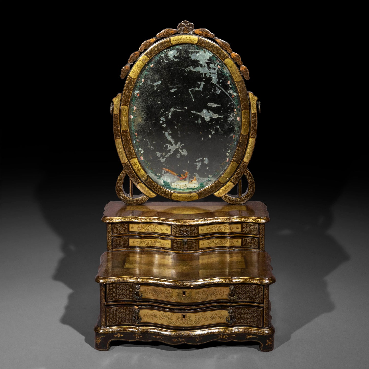 19th Century Chinese Export Lacquer Mirror