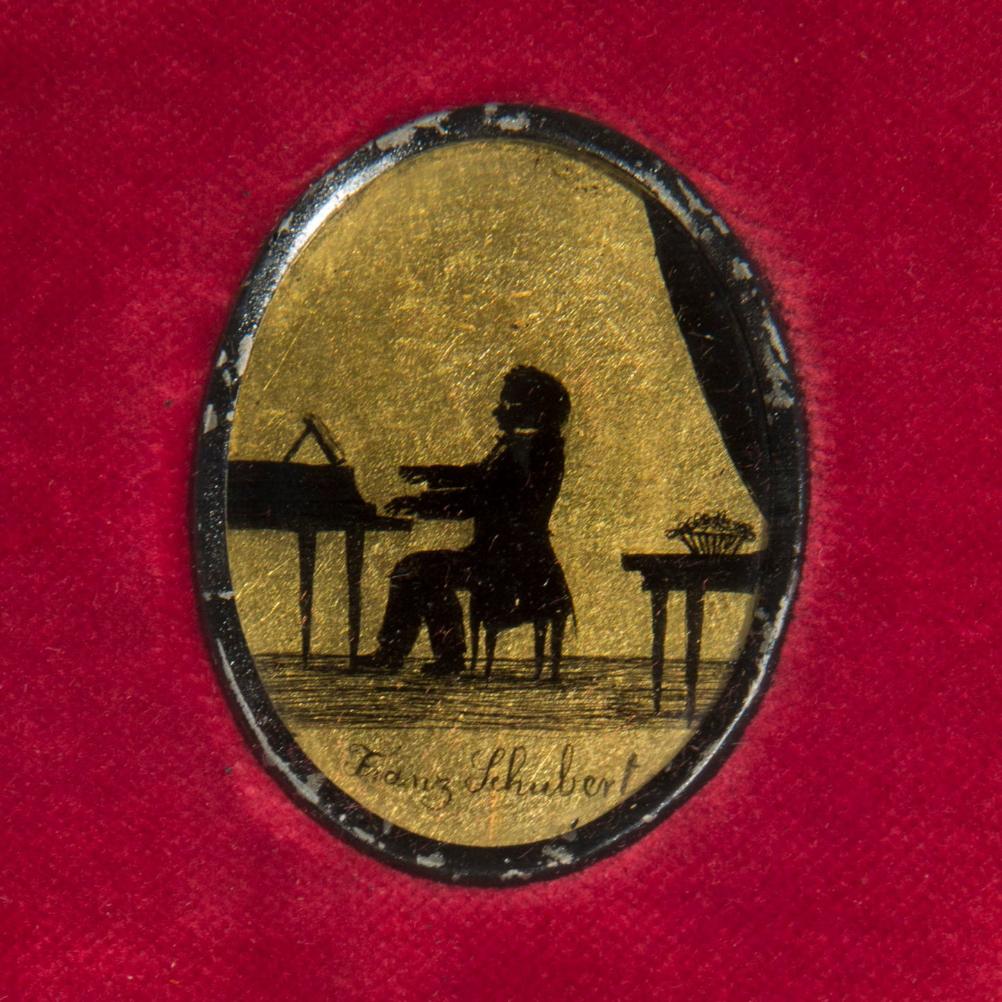 19th Century Verre Églomisé Silhouettes of Classical Composers
