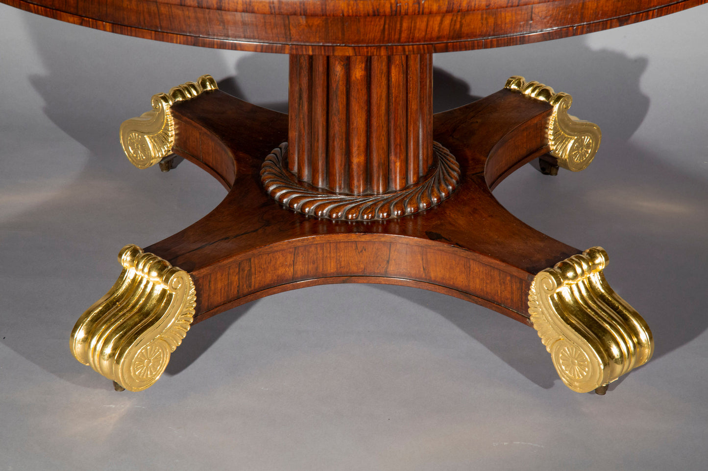 Regency Parcel Gilt and Brass Inlaid Dining Table