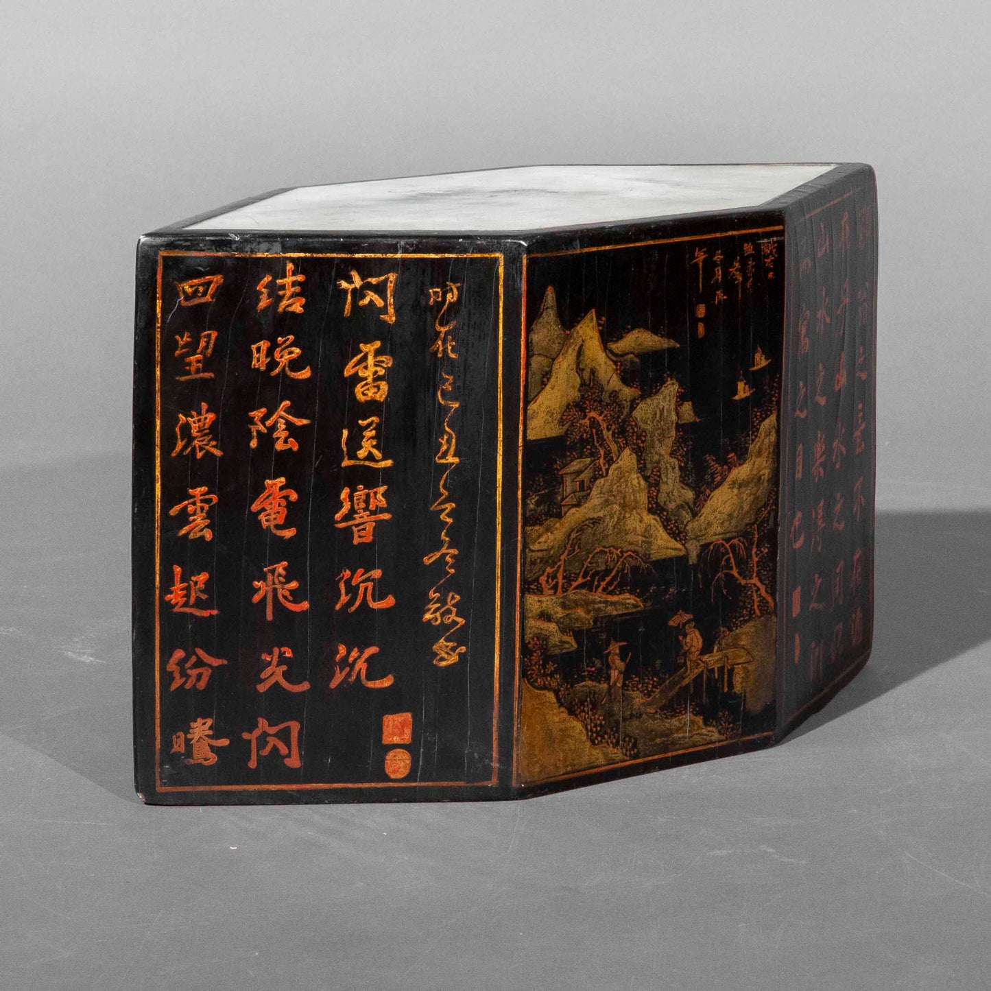 19th Century Hexagonal Chinoiserie Lacquer Stand