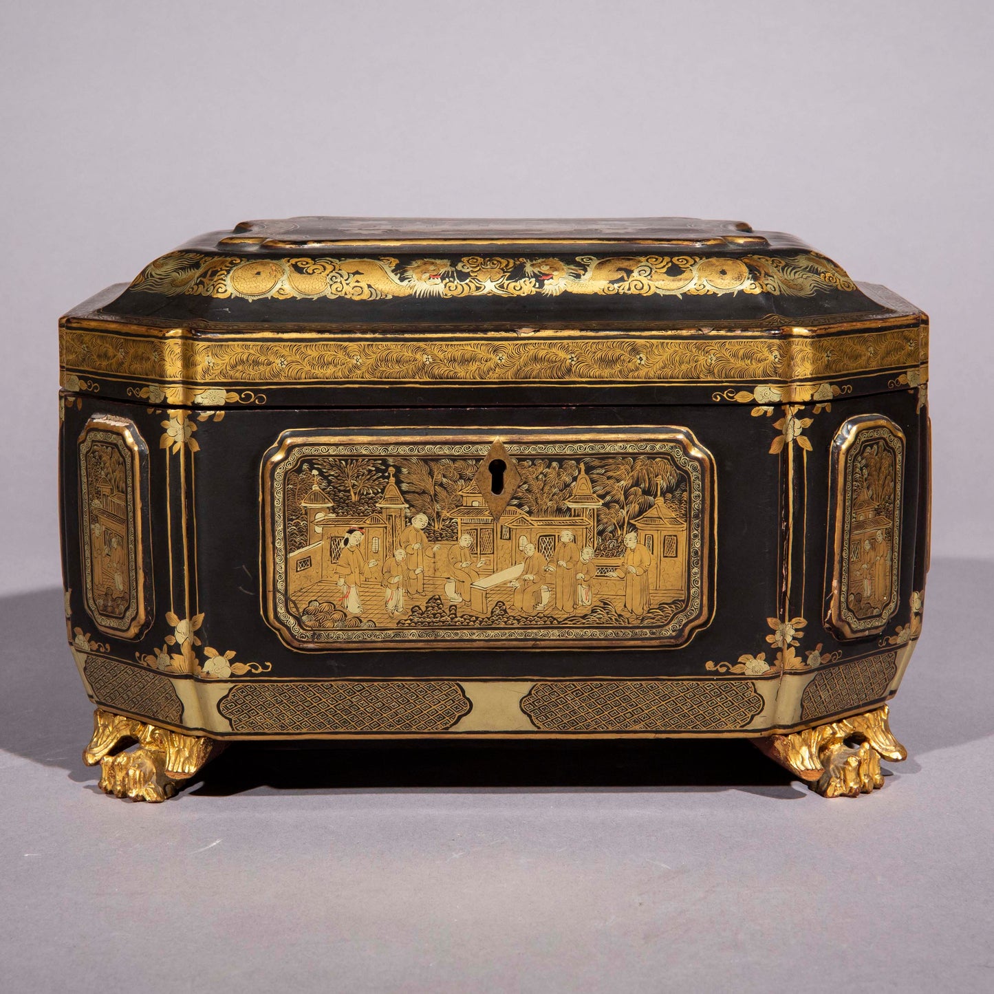 19th Century Chinese Export Lacquer Tea Caddy