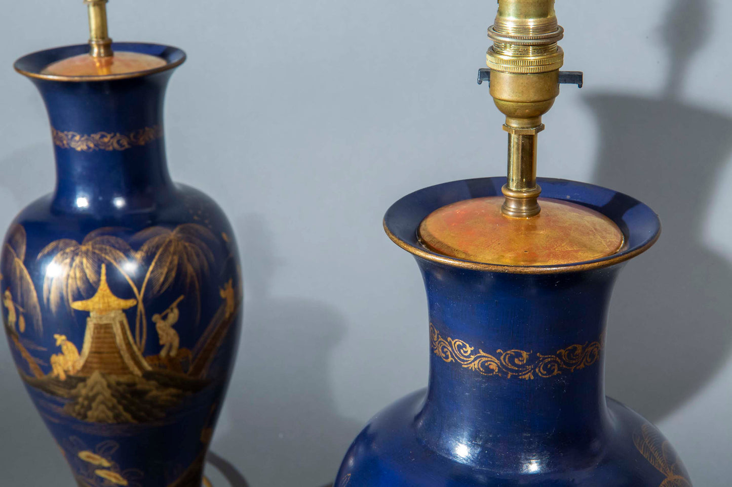 Pair of Blue Chinoiserie Vase Lamps