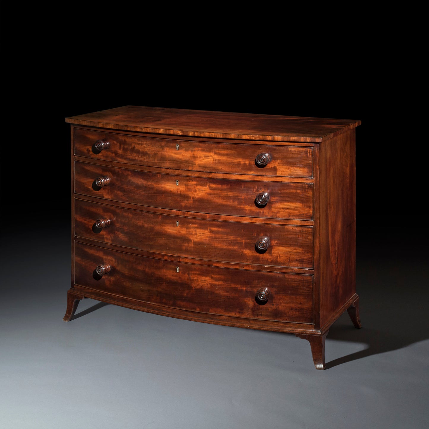 George III Mahogany Bow-Front Commode, Attributed to Gillows