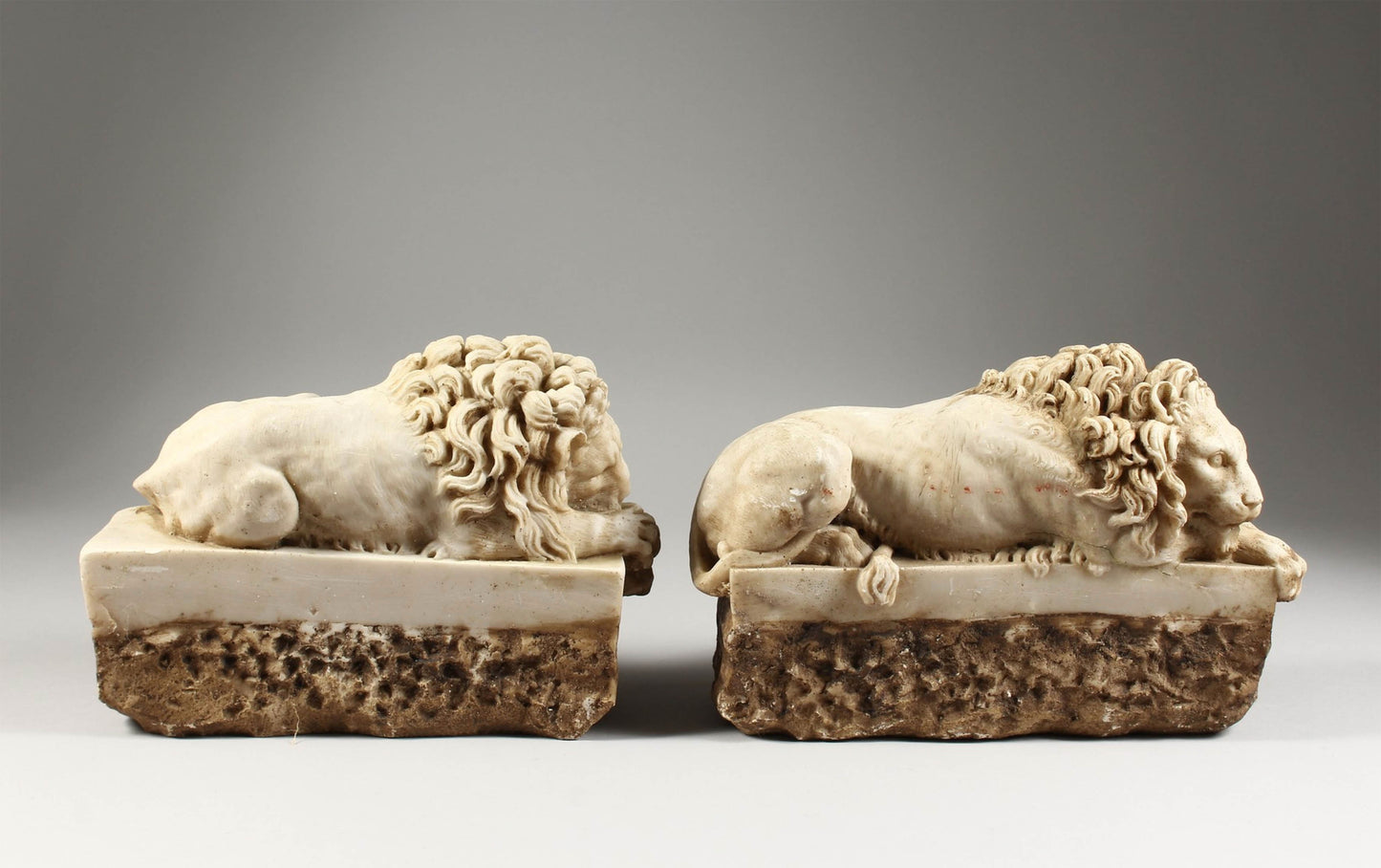 Pair of Canova Lions Sculptures