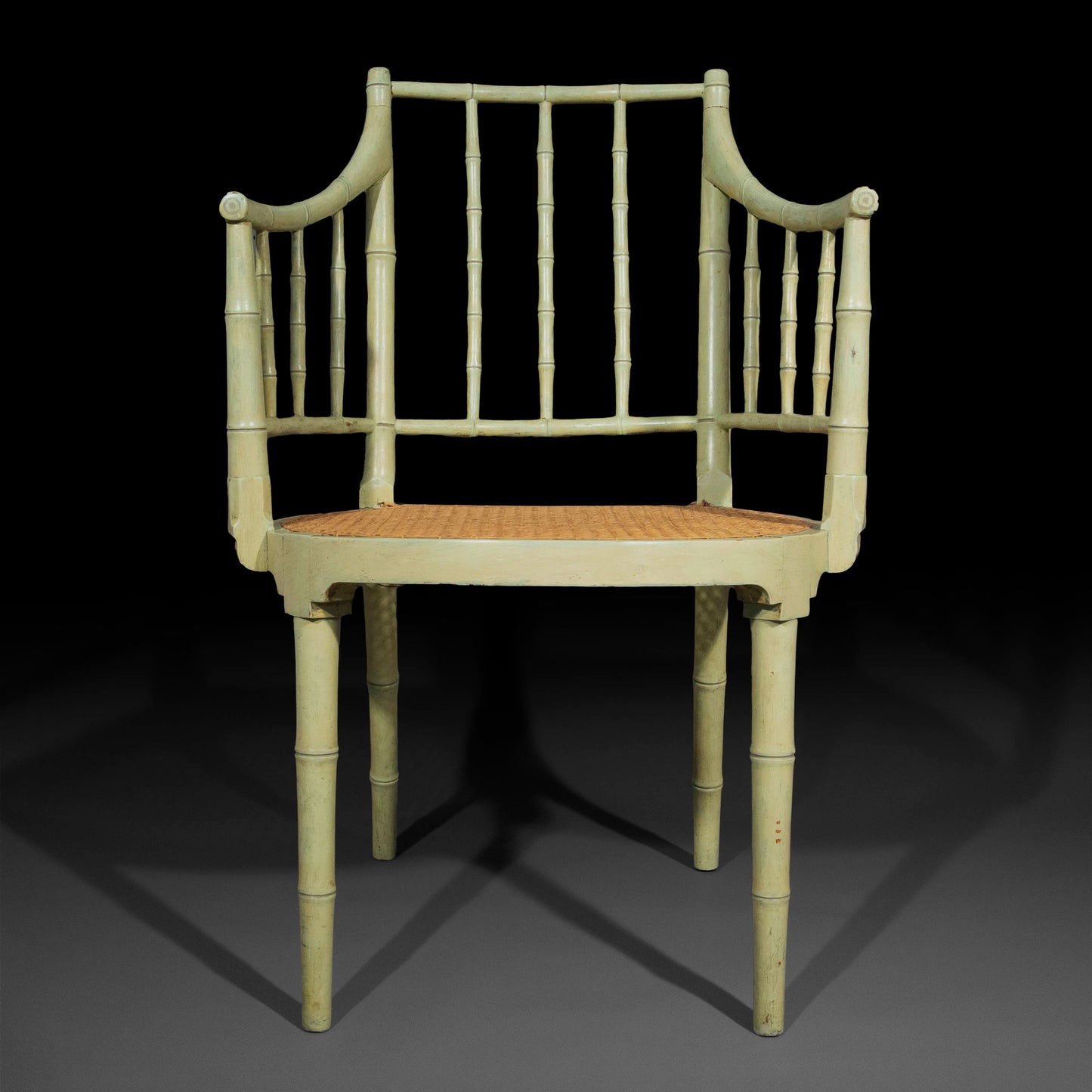 George III Painted Faux Bamboo Armchair