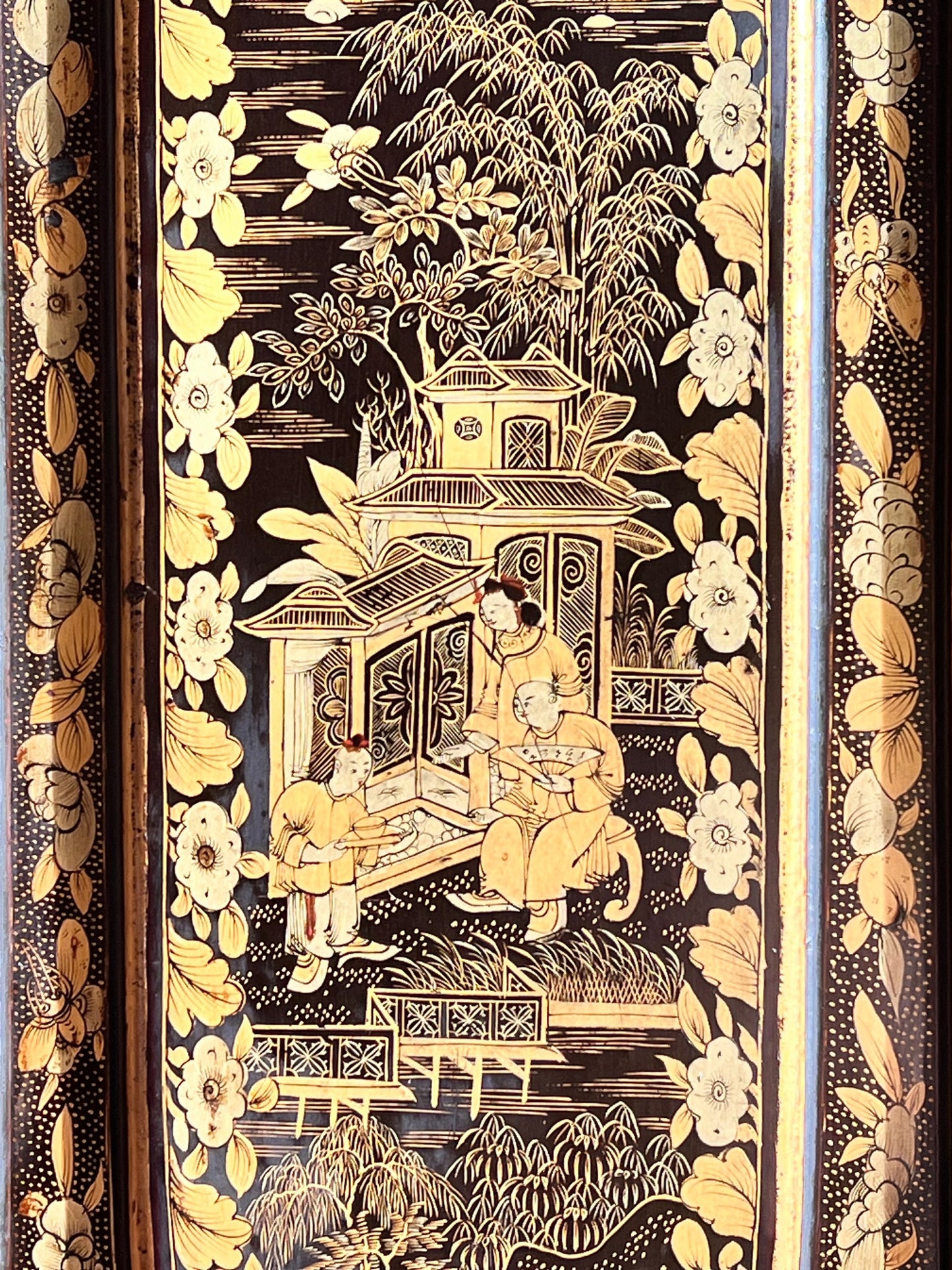 Early 19th Century Chinoiserie Black Lacquer Miniature Cabinet