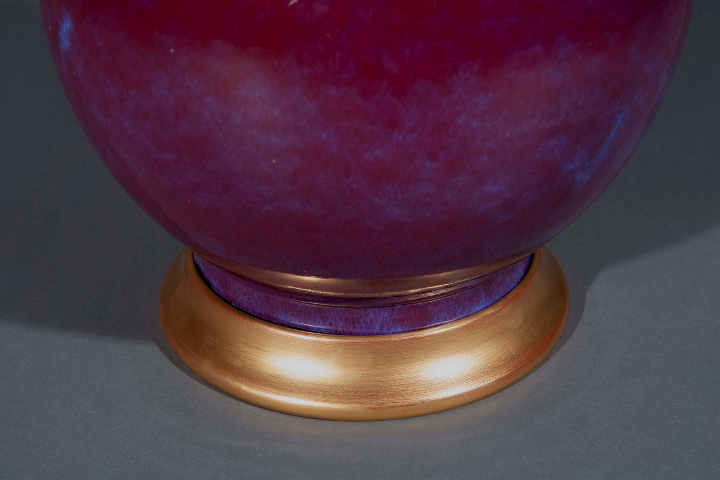 Massive Chinese Flambe Glazed Double Gourd Vase Lamp