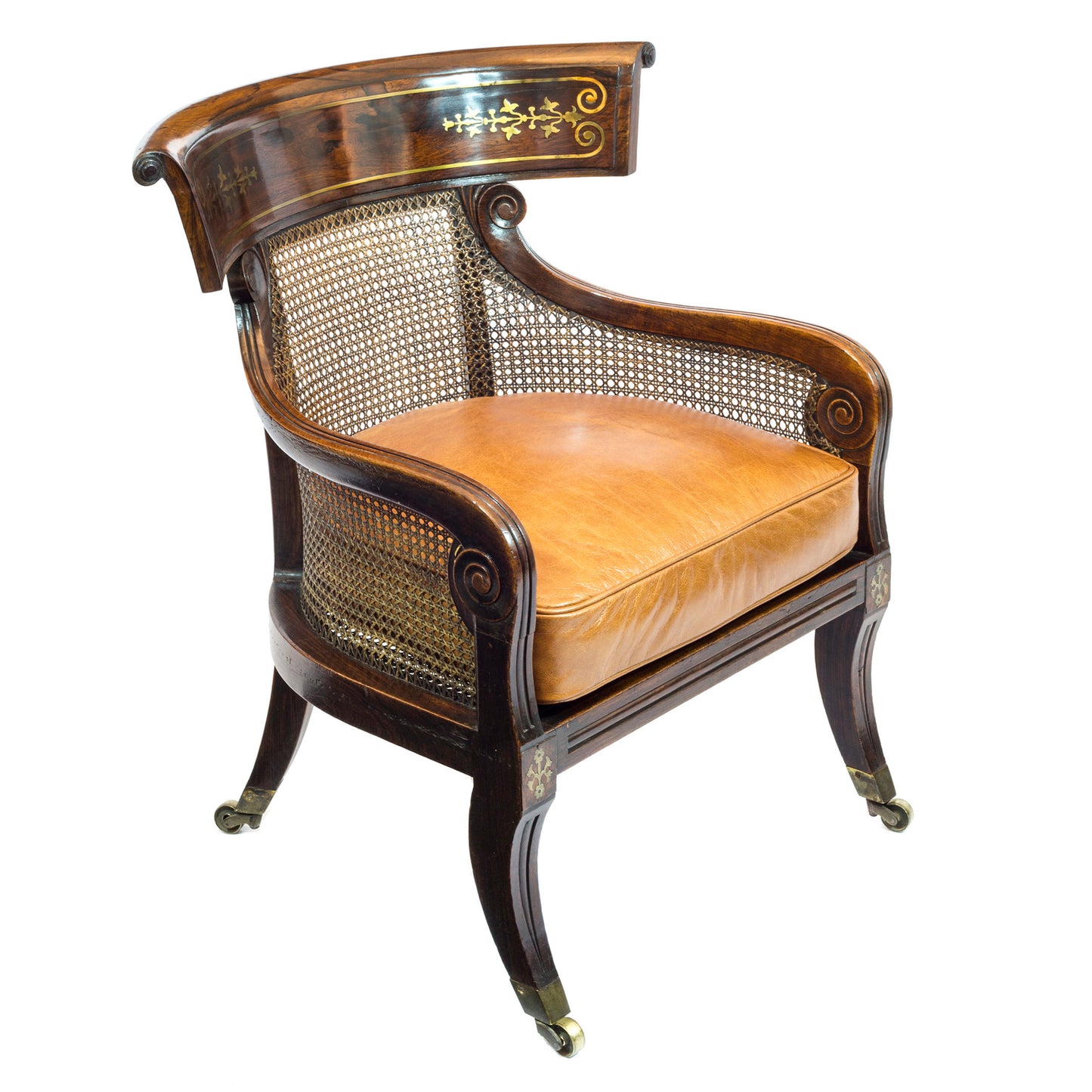 Fine Regency Simulated Rosewood Bergere Armchair