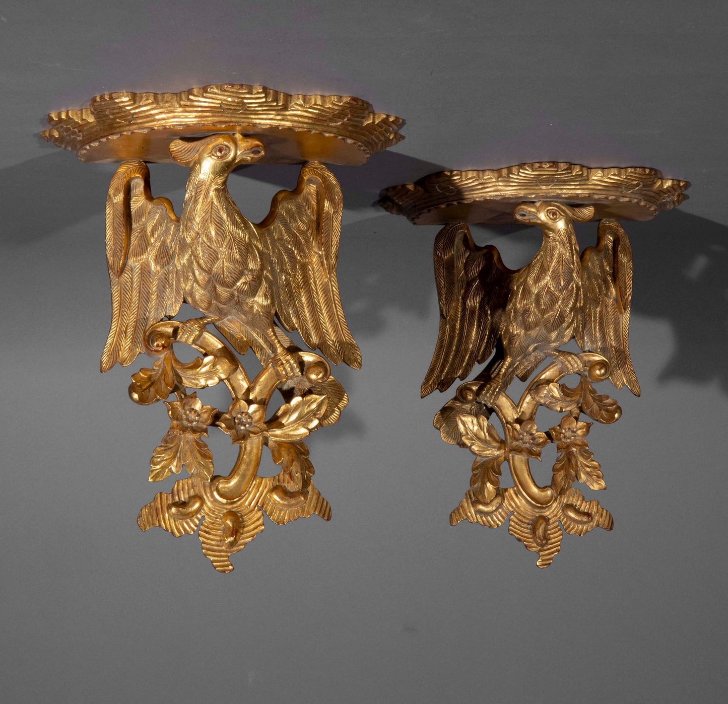 Pair of Chinoiserie Giltwood Wall Brackets