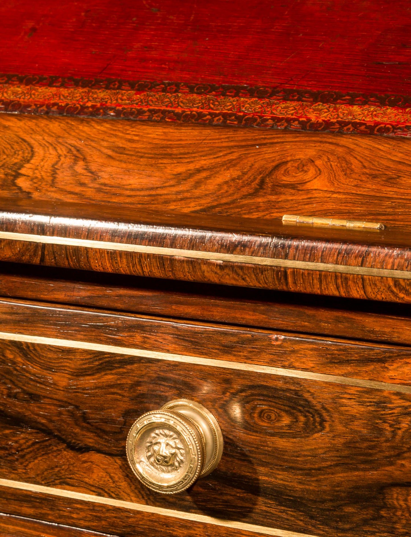 Regency Rosewood Brass Inlaid Carlton House Desk