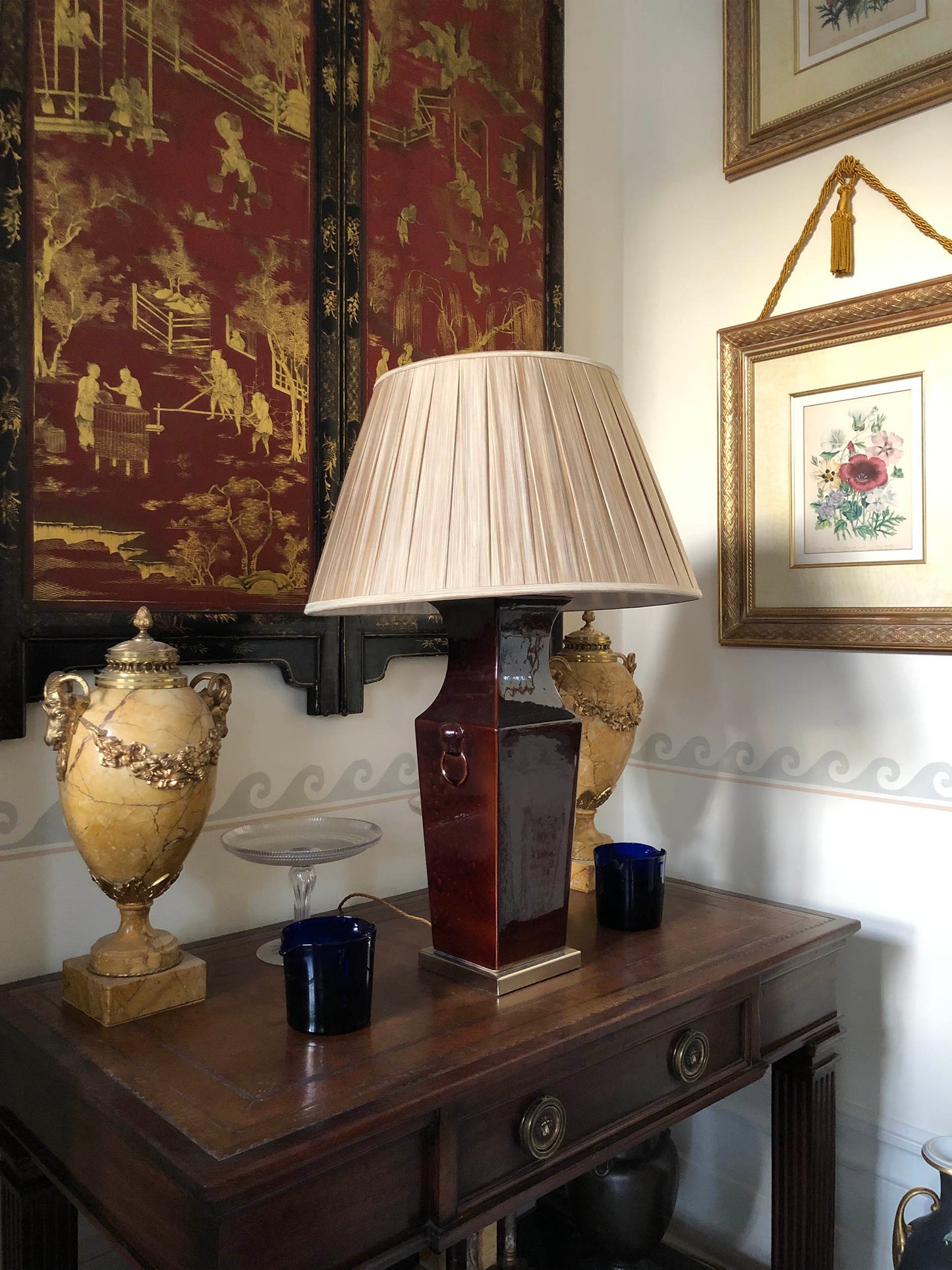 Pair of Sang de Boeuf Ceramic Vase Lamps