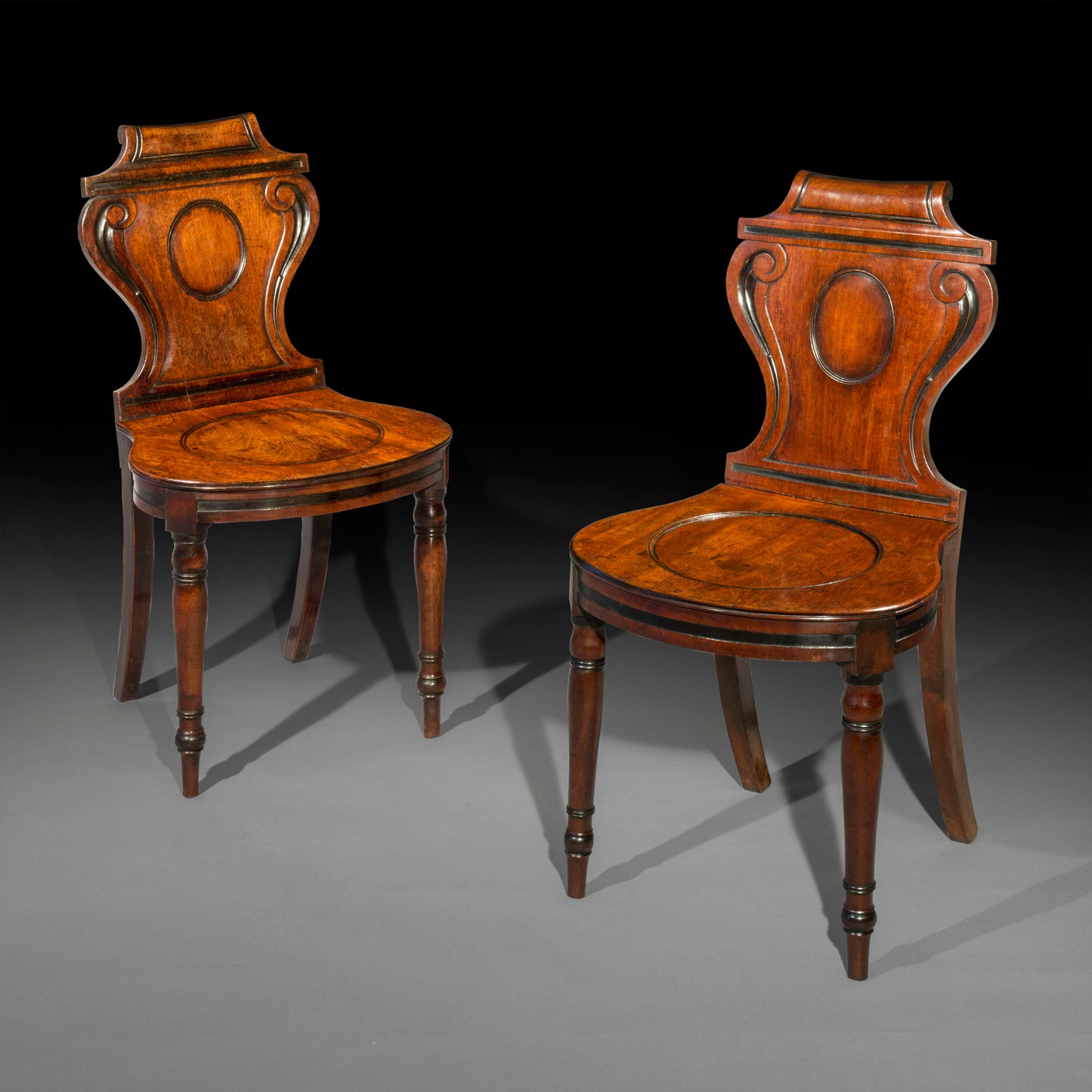 Pair of Regency Hall Chairs, attributed to Banting and France