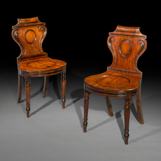Pair of Regency Hall Chairs, attributed to Banting and France